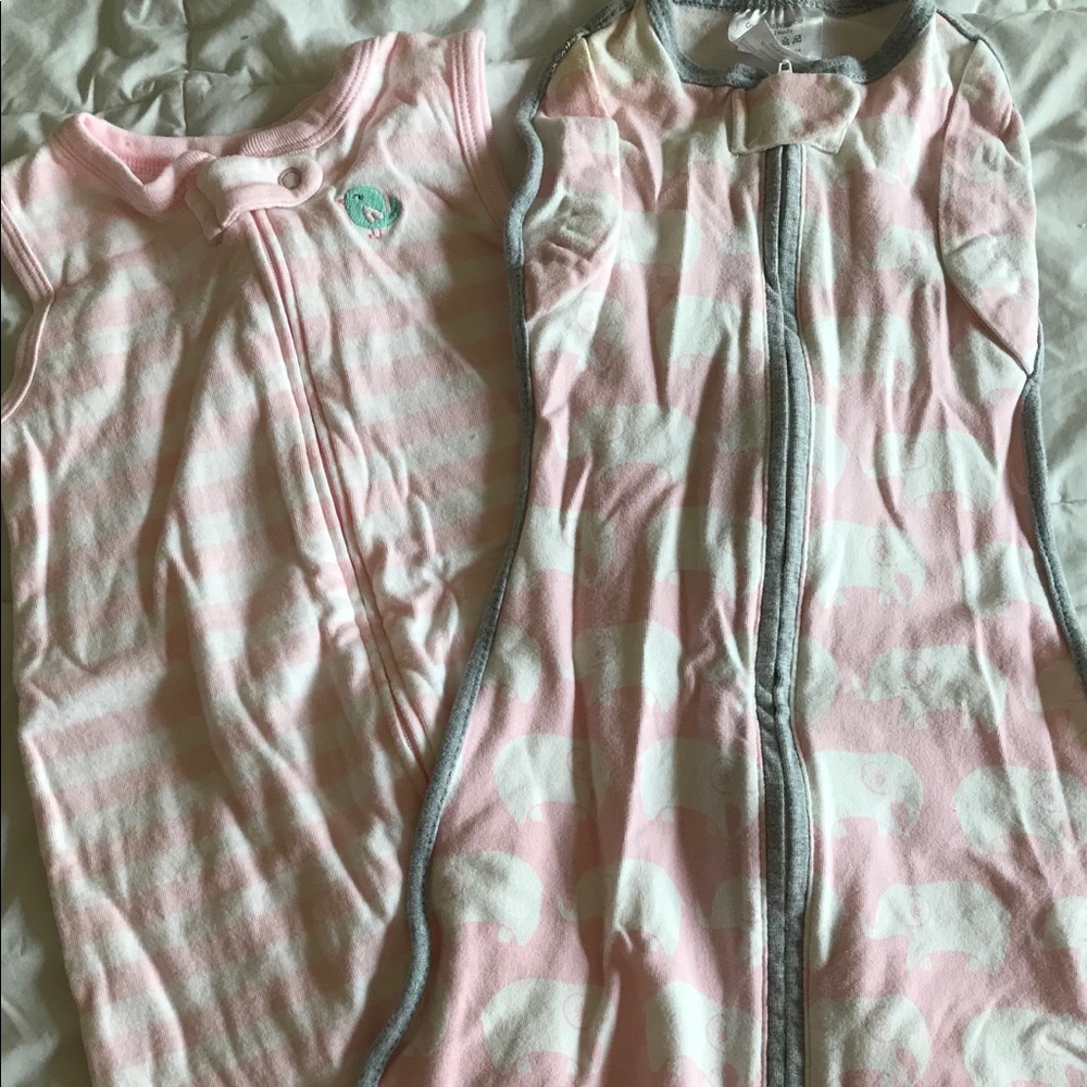 Two Swaddle/Sleep sack bags for baby girl